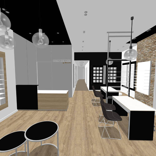 Industrial optical store design - basic 3D rendering