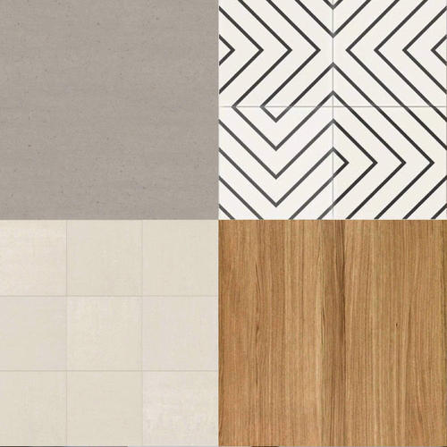Material samples used in optical shop design